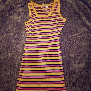 Yellow striped bodycon dress